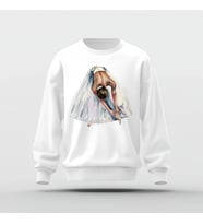 Beyaz Balerin Baskılı Basic Sweatshirt