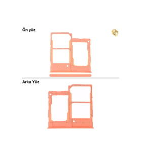 Samsung Galaxy A20E Sim İç Yuvası Çiftli ile Uyumlu Turuncu Çiftli sim yuvası ikili sim tepsisi çiftli sim aparatı dual sim çekmecesi