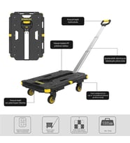 STANLEY PC532B 137kg 62x45cm Dört Tekerli Çekme Kollu Yük ve Paket Taşıma Arabası + FT505 Çok Amaçlı Taşıma Sepeti