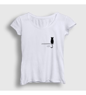 Presmono Kadın Beyaz Cat On The Wall Kedi T-Shirt 287941tt (Beyaz)