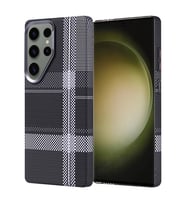 Lexroo Galaxy S25 Ultra Kılıf M-safe Şarj Özellikli Karbon Fiber Görünümlü Nekst Kılıf - Gri-Siyah