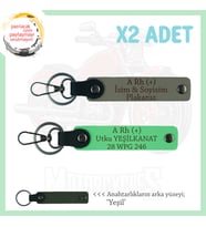 Motorcu Dostlara İsim Plaka ve A + Kan Grubu Yazılı Hediye x2 Anahtarlık Takım, Kül Gri-F Yeşil-Ysl