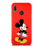 Huawei P20 Lite Soft Premier Kapak Mickey Mouse-D Tasarımlı Silikon Kılıf - Kırmızı (Şeffaf)
