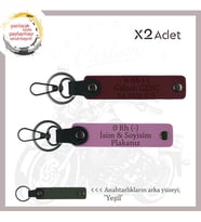 Sevdiğine İsim Plaka ve 0 Rh (-) Kan Grubu Yazılı Anlamlı Hediye Deri x2 Anahtarlık, Pembe-Bordo-Ysl (Çok Renkli)