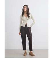 LCW Vision Kahverengi Beli Kemerli Loose Fit Kadın Pileli Pantolon