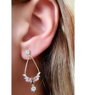 Swarovski taşlı italyan tasarımı gümüş üzerine altın kaplama trend küpe
