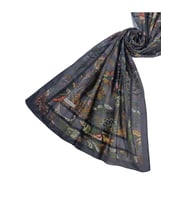 Mısırlı Eşarp Etnik Desenli Pamuklu Şal 75x190 cm (Füme)