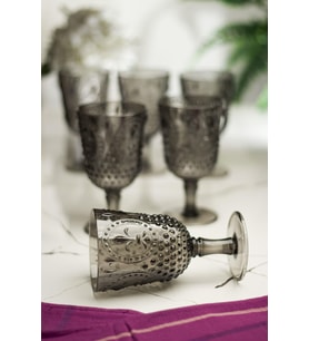 Akrilik Füme 6'lı Kadeh & Su Meşrubat Kahve Yanı Bardağı 450 ml ( Cam Değildir )