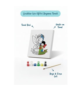 En Tatlı Annem Yazılı Eğitici Boyama Tuvali – Şövalesiz Boya Seti 20x20 cm
