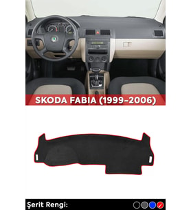Skoda Fabıa (1999-2006) 3d Torpido Koruma Kılıfı - Ön Göğüs Kaplama - Kırmızı Şerit