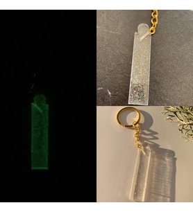 İ Harfi Fosforlu Neon Yeşil Renk Parlak Simli Gold Aksesuarlı Anahtarlık El Yapımı Epoksi Hediyelik