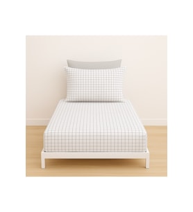 Tek Kişilik Kareli Desen Lastikli Çarşaf ve Yastık Kılıfı 120 x 200