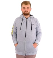 Mode XL Erkek Büyük Beden Fermuarlı Kapüşonlu Sweatshirt FUTURE U24549 Grimelanj