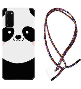 Samsung A02S A03S A10 A12 A13 A21S A22 Kılıf Boyun Asklı Rasta Silikon Sevimli Panda 1794