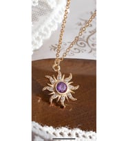 Ay Çiçeği Kolye Lila 925 Ayar (Gold)