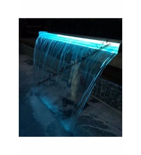 Paslanmaz Alfa  Duvar Su Perdesi, 200 cm Duvar Su şelalesi Led Işıklı, Bahçe Duvar Dekoru,Işıklı RGB  Şelale (Krom)