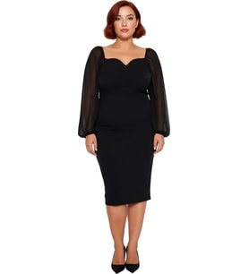 Kadın Büyük Beden Bodycon Midi Uzun Kollu V Yaka Dokuma Elbise Şık Akşam Davetleri İçin İdeal