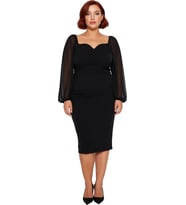 Kadın Büyük Beden Bodycon Midi Uzun Kollu V Yaka Dokuma Elbise Şık Akşam Davetleri İçin İdeal