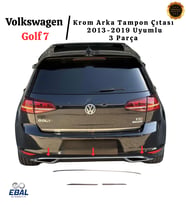 Vw Golf 7 Uyumlu Krom Arka Tampon Çıtası 3 Parça 2013-2019 P.çelik (Gümüş)