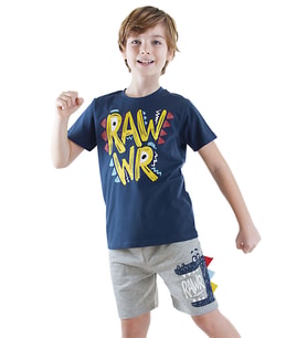 Rawr Erkek Çocuk T-shirt Şort Takım (Lacivert)