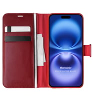 Microsonic Apple iPhone 16 Plus Kılıf Delux Leather Wallet Kırmızı (Kırmızı)