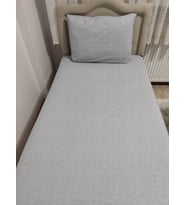 Tek Kişilik Ranforce (kumaş) Lastiksiz Çarşaf Takımı Gümüş Gri