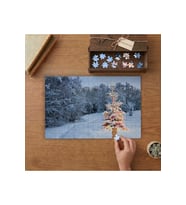 Renkli Işıklar - Noel Ağacı - Manzara Tasarımı 240 parça Ahşap Puzzle Ahşap Kutuda MP09431