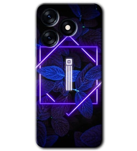 Tecno Spark 10C Kılıf HD Desen Baskılı Kılıf - Dark Neon Yaprak İ Harfi