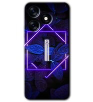 Tecno Spark 10C Kılıf HD Desen Baskılı Kılıf - Dark Neon Yaprak İ Harfi