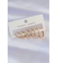 Pirinç Gold Renk İnce Oval Küpe Seti TJ-BKP8988