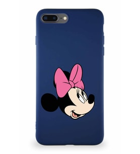 Apple iPhone 7 Plus Soft Premier Kapak Minnie Mouse-A Tasarımlı Silikon Kılıf - Lacivert (Şeffaf)
