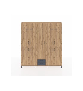Hyperion Dolap 10 Raflı 2 Çekmeceli 4 Askılı 220x44x243 Çam-Çam/Antrasit