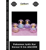 Özel Üretim Koleksiyon Dekoratif Hediye Figür Pokemon Işıklı Kar Küresi 9 Cm Alk3399