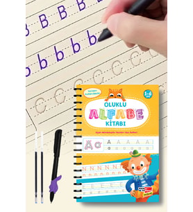 Alfabe Yazı Kitabı Sihirli Uçan Kalemli Oluklu (KABARTMALI)  Yazmayı Kolayca Öğreten Kitap