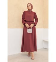 Kolları Piliseli Etek Tunik Takım - Gül Kurusu