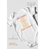 Ağlamak Benim Sporum Baskılı Bebek Zıbını – Çıtçıtlı Body  %100 Pamuk Kısa Kol (Beyaz)