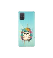 Samsung Galaxy A71 ile Uyumlu Splash Kirpi Tasarımlı Şeffaf Silikon Kılıf