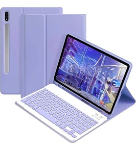 Samsung Galaxy Tab S10 FE+ Plus 13.1inç Kılıf Kablosuz Klavyeli Case Mobax Türkç (Lila)