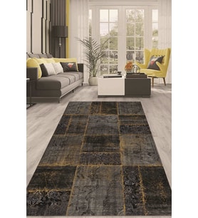 Dijital Kaymaz Taban Yıkanabilir Modern Renkli Salon Halısı Mutfak Halısı Yolluk ND-HT-918 (Gold)