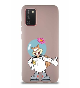 Samsung Galaxy A02S Soft Premier Kapak Sandy Tasarımlı Silikon Kılıf - Pudra (Şeffaf)