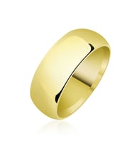 Düz Bombeli Gold Gümüş Alyans - 8 mm