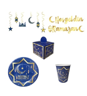 Ramazan Süsleri Set Hayırlı Ramazan 16 Kişilik Sofra ve Süsleme Seti Lokumluklu-
