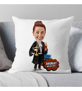 Kişiye Özel Bayan Avukat Karikatürlü Yastık