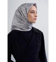 Klasik Desen Twill İpek Eşarp -2025/2026 -9408D (Gümüş)
