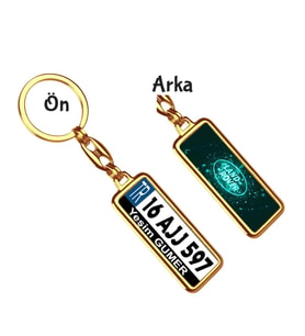 Kişiye Özel Land Rover Parıltı Turkuaz Logo Tema Plaka Anahtarlık (Altın)