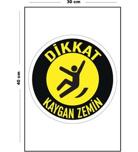 Metal Dikkat Kaygan Zemin - Yuvarlak 30 cm x 40 cm A3 Büyüklüğünde Uyarı Levhası Yönlendirme Tabela