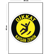 Metal Dikkat Kaygan Zemin - Yuvarlak 30 cm x 40 cm A3 Büyüklüğünde Uyarı Levhası Yönlendirme Tabela