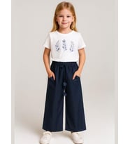 Kız Çocuk T-shirt Pantolonlu Takım (Beyaz)