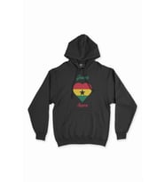 Accra Gana Bayraklı Kalpli Siyah Sweatshirt Hoodie