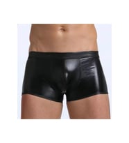 Fantezi Deri Görünümlü  Siyah Erkek Boxer - Fantezi Tanga